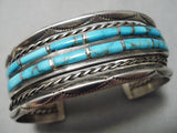 One Of The Best Vintage Native American Navajo Bisbee Turquoise Sterling Silver Bracelet Old-Nativo Arts