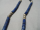 One Of The Best Vintage Native American Navajo Lapis Heishi Sterling Silver Necklace Old-Nativo Arts