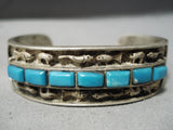 Museum Vintage Native American Navajo Animal Fetish Turquoise Sterling Silver Bracelet Old-Nativo Arts