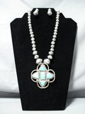 Important Vintage Native American Zuni Blue Gem Turquoise Sterling Silver Necklace Earring Set-Nativo Arts
