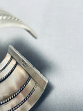 Astounding Native American Navajo Wide Sterling Silver Bracelet Signed-Nativo Arts