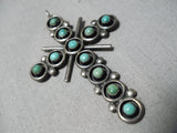 Marvelous Vintage Zuni Native American Turquoise Sterling Silver Cross Pendant-Nativo Arts