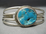 Wonderful Vintage Native American Navajo Blue Turquoise Sterling Silver Bracelet Old-Nativo Arts