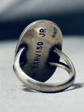 Fabulous Vintage Native American Navajo Signed Blue Gem Turquoise Sterling Silver Ring-Nativo Arts