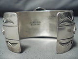 Very Detailed! Vintage Native American Navajo #8 Turquoise Sterling Silver Feather Bracelet-Nativo Arts