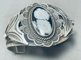 One Of The Best Vintage Native American Navajo Snowflake Obsidian Sterling Silver Bracelet-Nativo Arts