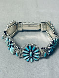 Fascinating Vintage Native American Navajo Turquoise Sterling Silver Link Bracelet-Nativo Arts