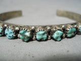 Astonishing Vintage Native American Zuni Carved Turquoise Sterling Silver Bracelet Old-Nativo Arts