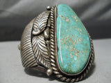 One Of The Best Vintage Native American Navajo Royston Turquoise Sterling Silver Leaf Bracelet-Nativo Arts