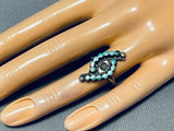 Important Vintage Native American Zuni Turquoise Dishta Sterling Silver Ring-Nativo Arts