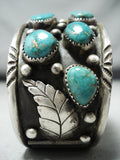 Rare Earlier Signed Vintage Native American Navajo Green Turquoise Sterling Silver Bracelet-Nativo Arts