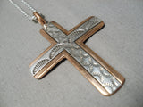 Excellent Navajo Sterling Silver & Copper Necklace Old Native American-Nativo Arts