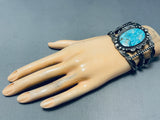 Coolest Twisted Cuff Vintage Native American Navajo Turquoise Sterling Silver Bracelet-Nativo Arts