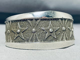 Stellar Native American Navajo Sterling Silver Stars Textured Heavy Bracelet-Nativo Arts
