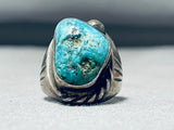 Astounding Vintage Native American Navajo Pilot Mountain Turquoise Sterling Silver Ring-Nativo Arts