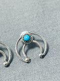 Amazing Native American Navajo Sleeping Beauty Turquoise Sterling Silver Earrings-Nativo Arts