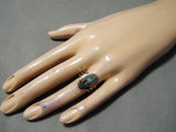 Native American Important Vintage Zuni Turquoise Inlay Kokopelli Sterling Silver Ring-Nativo Arts