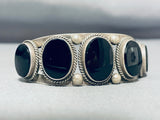 One Of A Kind Vintage Native American Navajo 5 Black Onyx Sterling Silver 1950 'S Bracelet-Nativo Arts