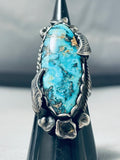 Fabulous Vintage Native American Navajo Old Deposit Turquoise Sterling Silver Ring-Nativo Arts