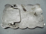 Magnificent Vintage Native American Navajo Kingman Turquoise Sterling Silver Buckle-Nativo Arts