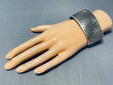 Precise Silver Work Native American Navajo Sterling Silver Bracelet-Nativo Arts