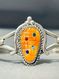 Highly Detailed Hand Cavred Vintage Native American Zuni Shell Turquoise Inlay Bracelet-Nativo Arts