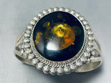 Important Vintage Native American Navajo Amber Linda Johnson Sterling Silver Bracelet-Nativo Arts