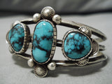 Native American Important Turquoise!! Vintage Navajo Blue Warrior Sterling Silver Bracelet-Nativo Arts