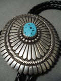 Astonishing Vintage Native American Navajo Turquoise John Begay Sterling Silver Bolo Tie-Nativo Arts