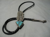 Opulent Vintage Native American Navajo Spiderweb Turquoise Sterling Silver Arrow Bolo Tie-Nativo Arts
