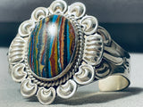 One Of The Best Vintage Native American Navajo Rainbow Calsilica Sterling Silver Bracelet-Nativo Arts