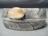 Exceptional Native American Navajo Spiny Oyster Shell Sterling Silver Feather Bracelet-Nativo Arts