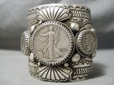 One Of The Craziest Biggest Native American Navajo Al Sanchez Sterling Silver Coin Bracelet-Nativo Arts