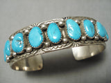 Incredible Vintage Native American Navajo Domed Turquoise Sterling Silver Bracelet Old-Nativo Arts