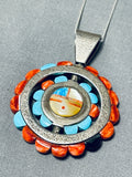 Native American Important Vintage Santo Domingo Turquoise Spiny Oyster Sterling Silver Necklace-Nativo Arts