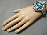Vivid Carico Lake Turquoise Vintage Native American Navajo Sterling Silver Bracelet-Nativo Arts