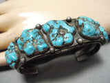 Superior Vintage Native American Navajo Ocean Seafoam Turquoise Sterling Silver Bracelet-Nativo Arts