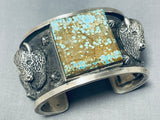 Rare Turquoise Native American #8 Heavy Buffalo Sterling Silver Bracelet-Nativo Arts