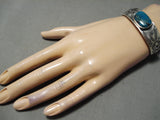 Important Native American Navajo Pilot Mountain Turquoise Sterling Silver Bracelet-Nativo Arts