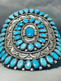 Authentic Vmb Vintage Native American Navajo Turquoise Sterling Silver Bracelet Old-Nativo Arts