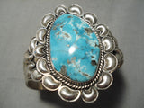 Substantial Vintage Native American Navajo Gilbert Turquoise Sterling Silver Bracelet-Nativo Arts