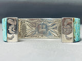 One Of Most Detailed Ever Vintage Native American Navajo Turquoise Sterling Silver Bracelet-Nativo Arts
