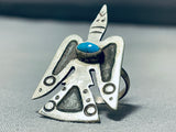 Huge Bird Vintage Native American Navajo Turquoise Sterling Silver Ring-Nativo Arts