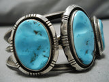 Amazing Vintage Native American Navajo Old Morenci Turquoise Sterling Silver Bracelet-Nativo Arts