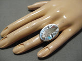 Important Zuni Native American Heavy Turquoise Sterling Silver Inlaid Ring-Nativo Arts