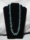 Incredible Vintage Native American Navajo Old Kingman Turquoise Sterling Silver Necklace-Nativo Arts