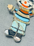 Native American So Cool Unique Vintage Zuni Ernie Sesame Street Turquoise Sterling Silver Pin-Nativo Arts