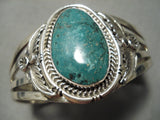 Superior Etsitty Vintage Native American Navajo Sterling Silver Green Turquoise Bracelet-Nativo Arts