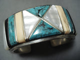 One Of The Best Vintage Native American Navajo Blue Diamond Turquoise Sterling Silver Bracelet-Nativo Arts