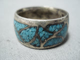 Marvelous Vintage Navajo Turquoise Sterling Silver Ring Native American Old-Nativo Arts